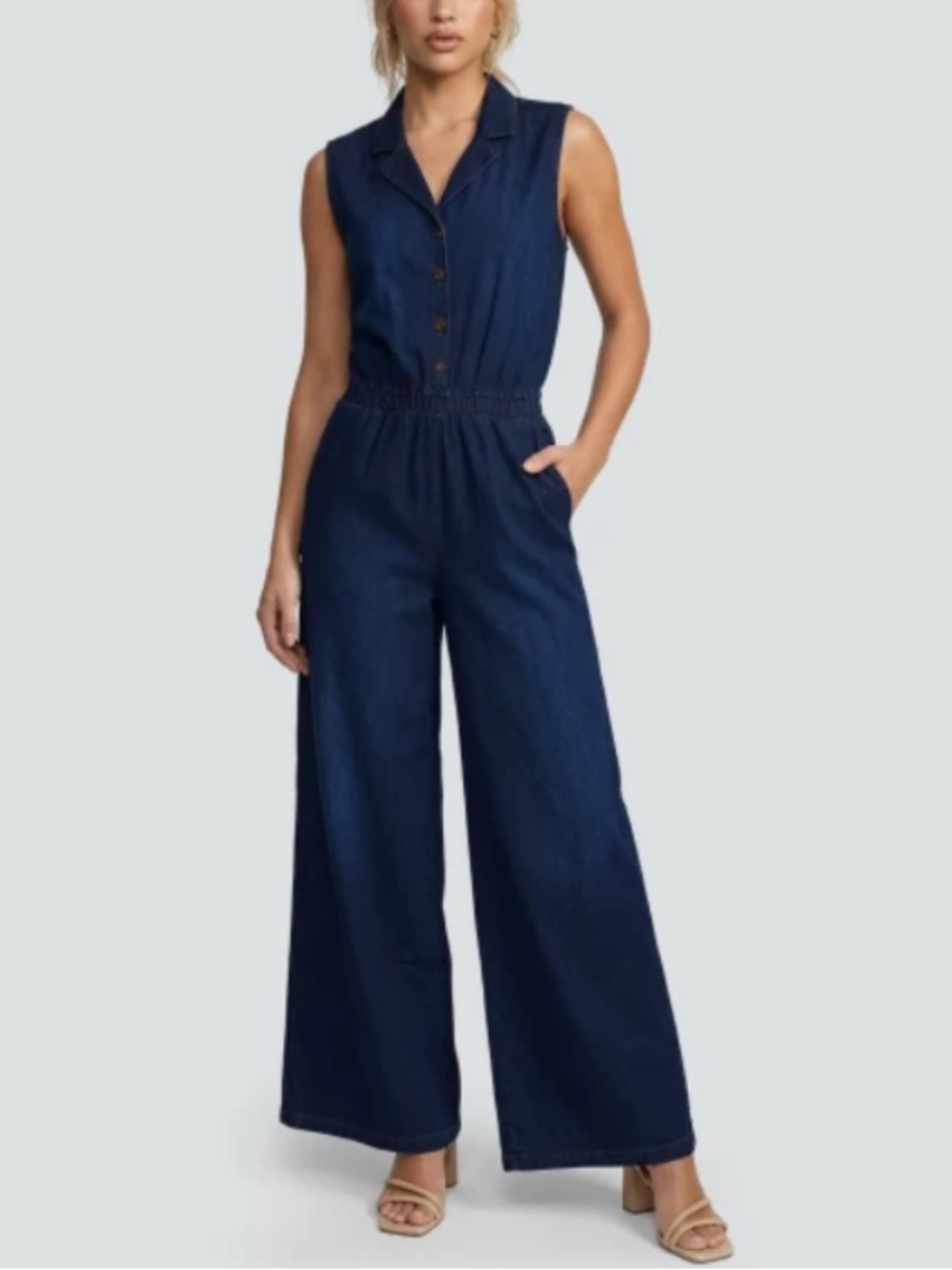 NEW🌈 Deja Bleu Sleeveless Wide-Leg Jumpsuit Ladies Plus Clothes
